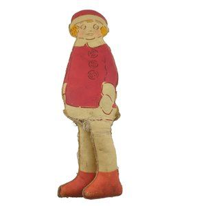 Little Orphan Annie Doll Oilcloth 13" Harold Gray 1920s 1930s Vintage
